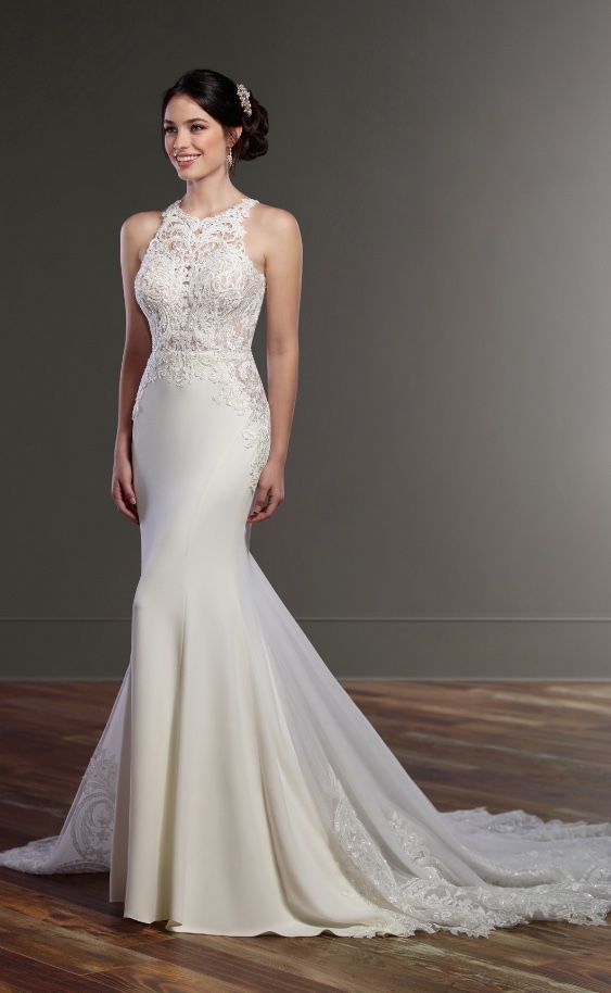 زفاف - Short Strapless Lace Trim Overskirt Wedding Dress