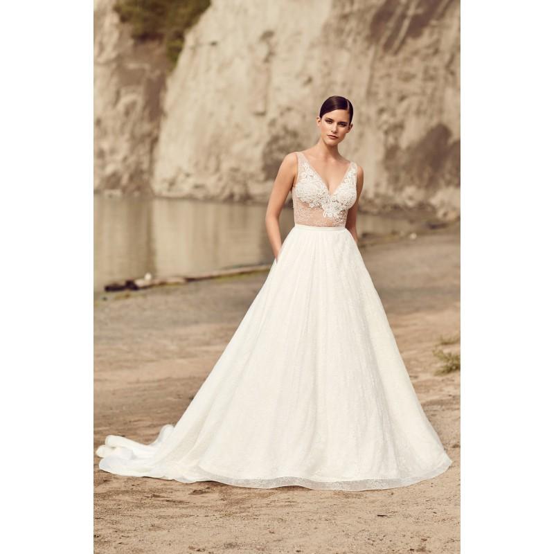 Wedding - Mikaella Spring/Summer 2017 2114 Lace Sleeveless Sweet Aline V-Neck Appliques Outdoor Royal Train Ivory Bridal Dress - Brand Prom Dresses