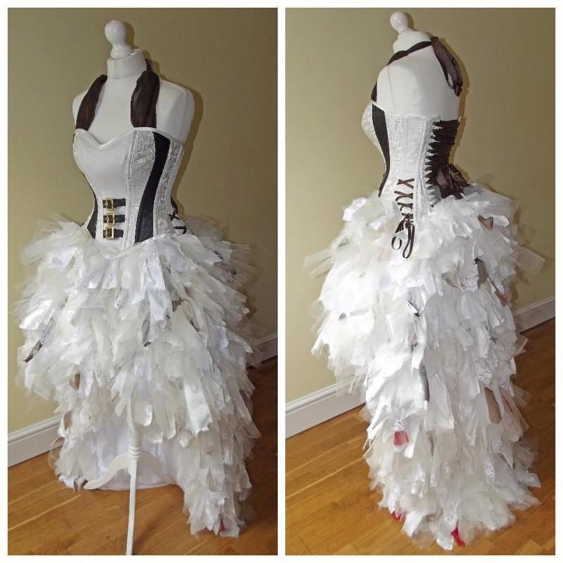 Wedding - Steampunk punk alternative wedding dress/ prom sexy corset bustle gothic clothing. Custom MADE TO ORDER/ measure - Hand-made Beautiful Dresses