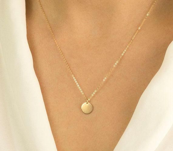 Mariage - 14K White Gold Round Coin Necklace