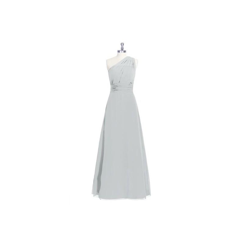 Mariage - Silver Azazie Ashley - Chiffon One Shoulder Floor Length Strap Detail Dress - Charming Bridesmaids Store