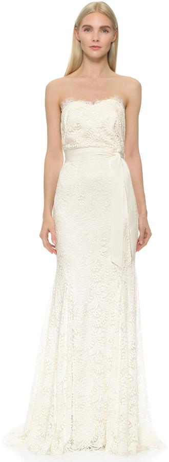 Hochzeit - Theia Sweetheart Strapless Lace Gown