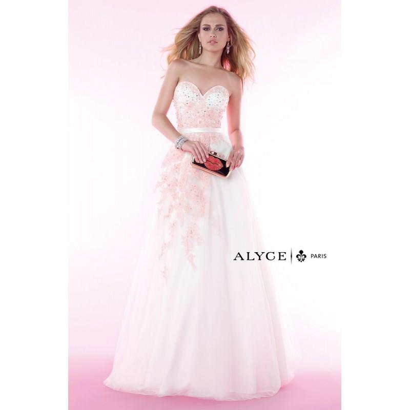 Hochzeit - Alyce Prom 6423 White/Coral,White/Turquoise,Light Yellow/White Dress - The Unique Prom Store