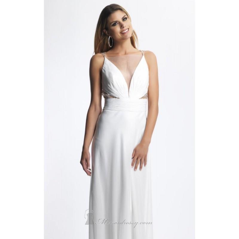 Wedding - Ivory V-neck Gown by Dave and Johnny - Color Your Classy Wardrobe