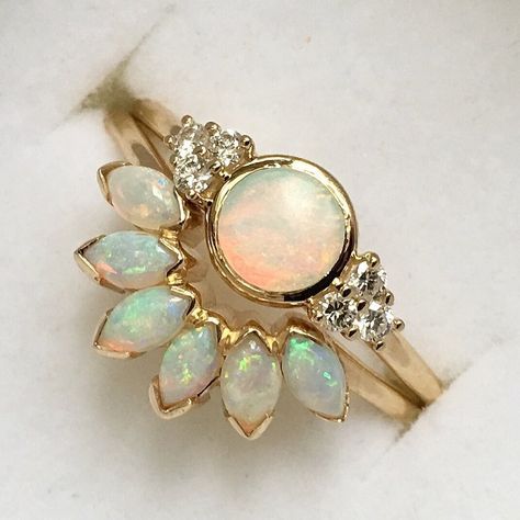 زفاف - 14kt Gold Opal Caribbean Sunrise Ring