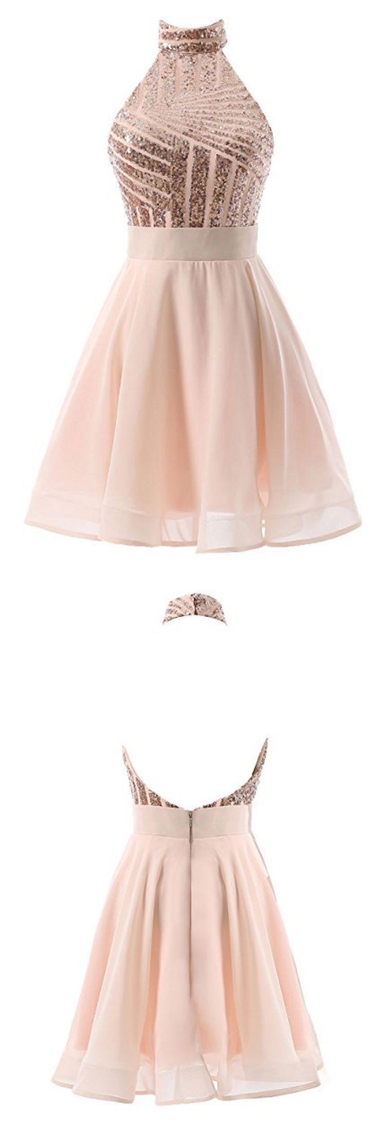 Свадьба - Halter Sequins Backless Short Mini Homecoming Dresses Party Dresses Prom Dresses Cocktail Dresses Graduation Dresses(ED1886)