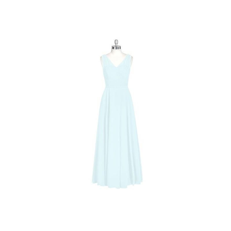 Mariage - Mist Azazie Eileen - Chiffon And Lace Floor Length V Neck Illusion Dress - Charming Bridesmaids Store
