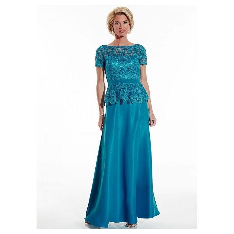 زفاف - Elegant Chiffon & Venice Lace Bateau Neckline Full-Length Mother Dress - overpinks.com