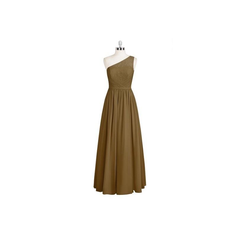 زفاف - Brown Azazie Anastasia - One Shoulder Chiffon And Lace Floor Length Side Zip - Charming Bridesmaids Store