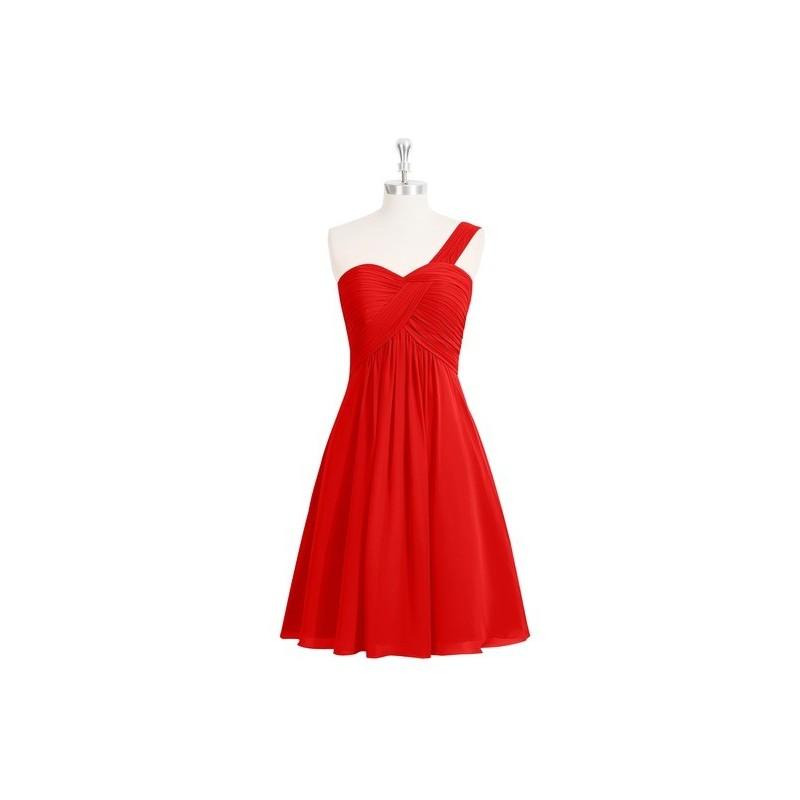 Wedding - Red Azazie Sariah - Sweetheart Chiffon Knee Length Strap Detail Dress - Charming Bridesmaids Store