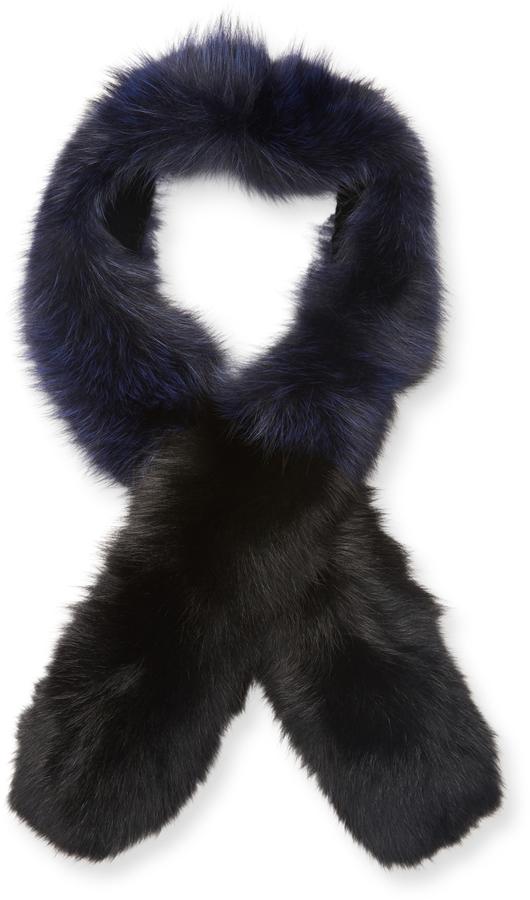 زفاف - Surell Women's Fox Fur Colorblock Scarf, 60" x 5"