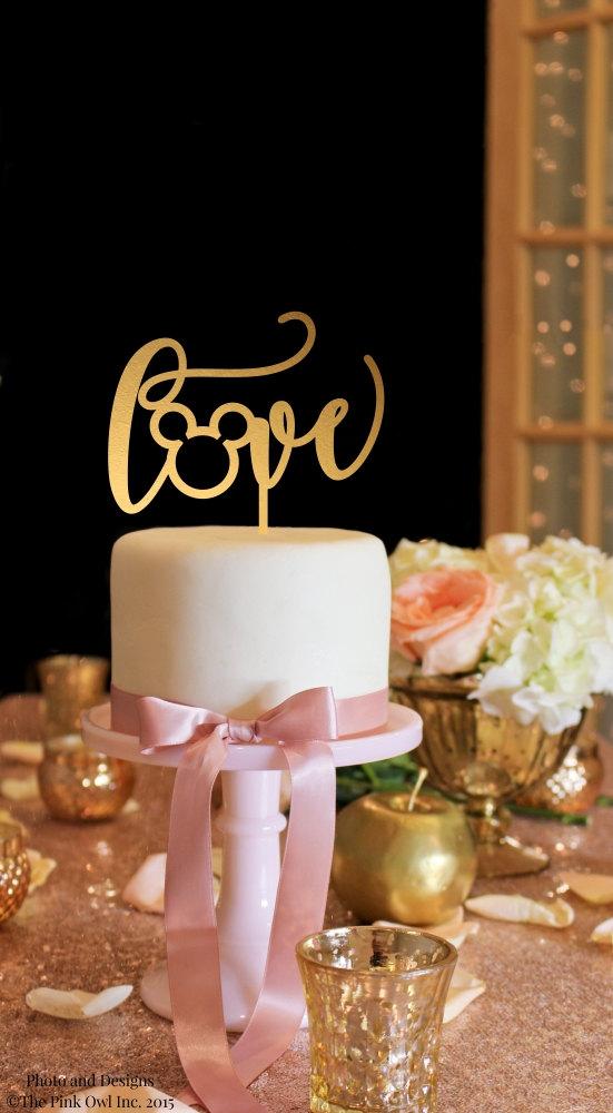 Hochzeit - Wedding Cake Topper, Mickey Wedding Cake Topper, Love Wedding Cake Topper, Cake Topper for Disney Wedding, Gold Wedding Cake Topper
