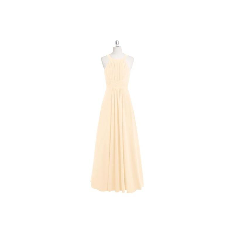 Mariage - Peach Azazie Winona - Floor Length Chiffon Keyhole Halter Dress - Charming Bridesmaids Store