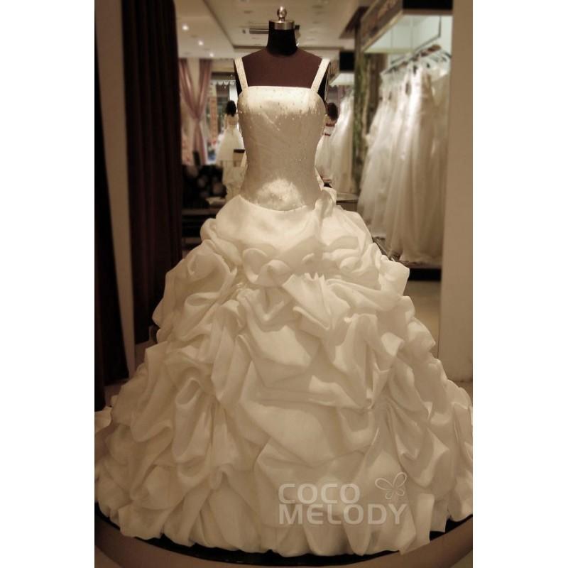 Wedding - Sweet Ball Gown Straps Chapel Train Organza Ivory Sleeveless Zipper Wedding Dress with Beading - Top Designer Wedding Online-Shop
