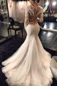 Mariage - Sexy Ivory Mermaid Sweetheart Bridal Gown Wedding Dresses Lace Appliques Custom