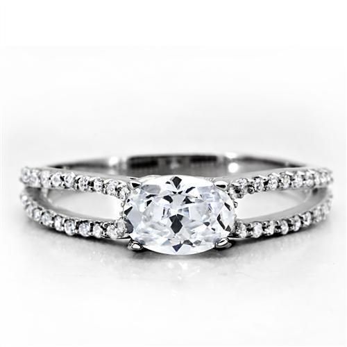 Hochzeit - A Perfect East West .85CT Oval Cut Solitaire Russian Lab Diamond Split Shank Engagement Ring