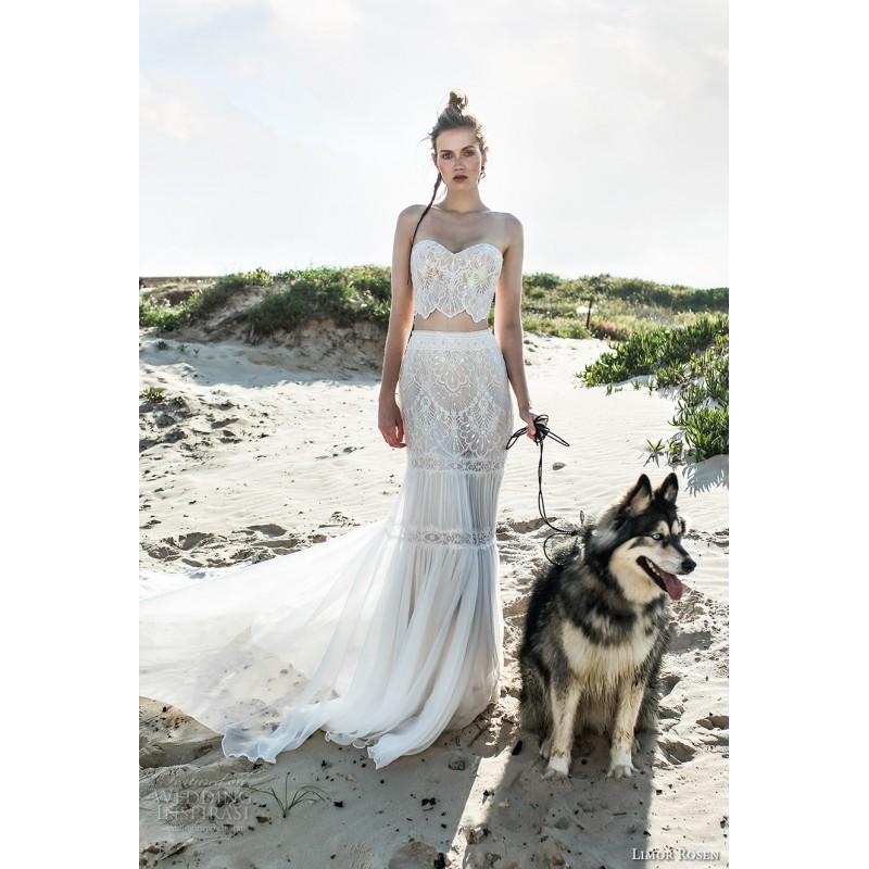 زفاف - Limor Rosen 2018 Ruby Ivory Split Chapel Train Lace Sweetheart Sequins Sheath Summer Beach Sleeveless Wedding Gown - Customize Your Prom Dress