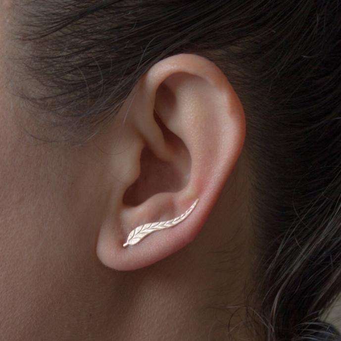 زفاف - Metal Leaf Ear Clip