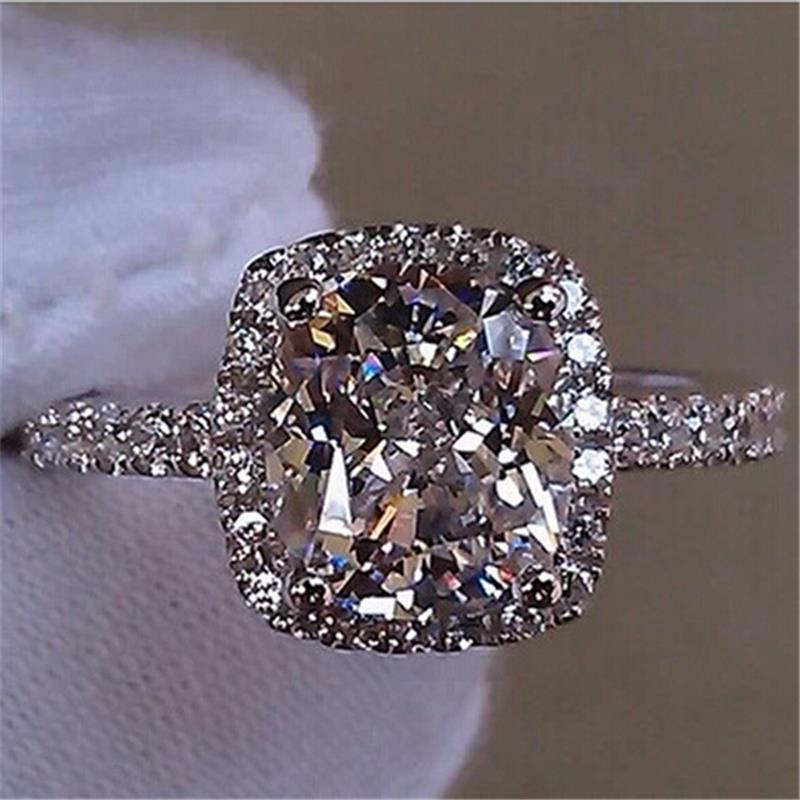 Mariage - Fashion Show Elegant Temperament Jewelry Womens White Silver Filled Wedding Ring