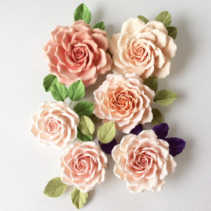 Wedding - Rose - brooch in pink - orange tones Polymer clay flower