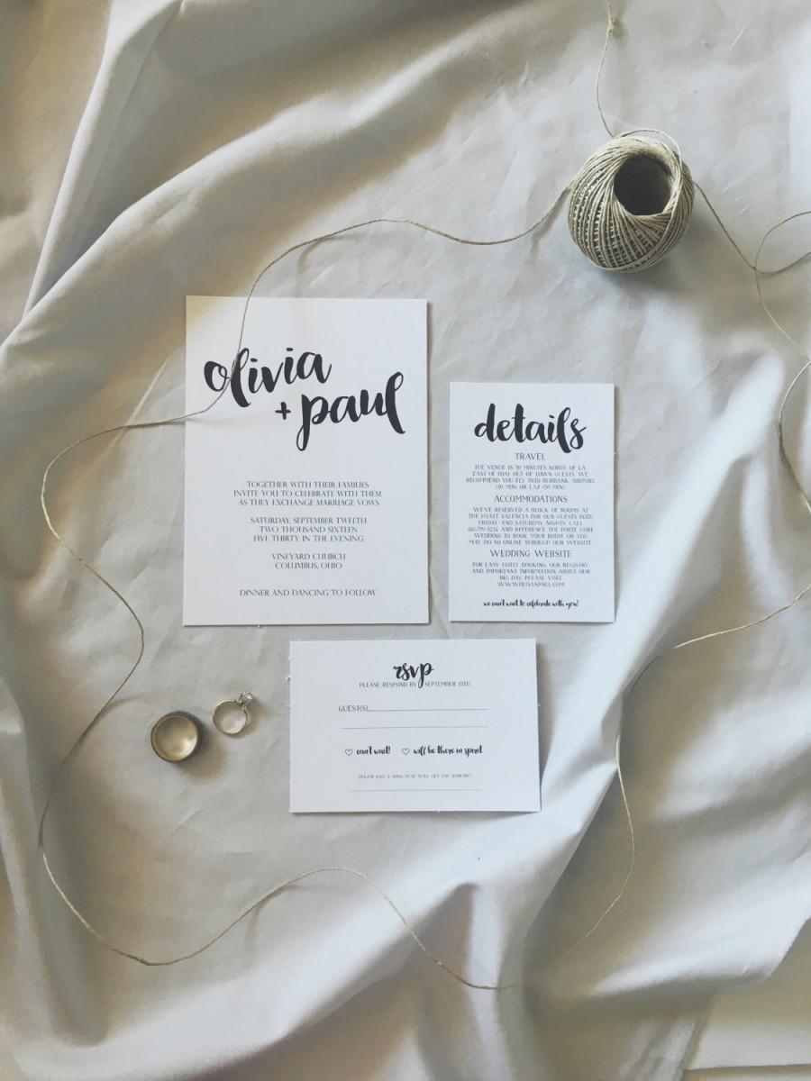 Mariage - Olive Tree Minimalist Wedding Invitation - Simple Wedding Invitation Suite