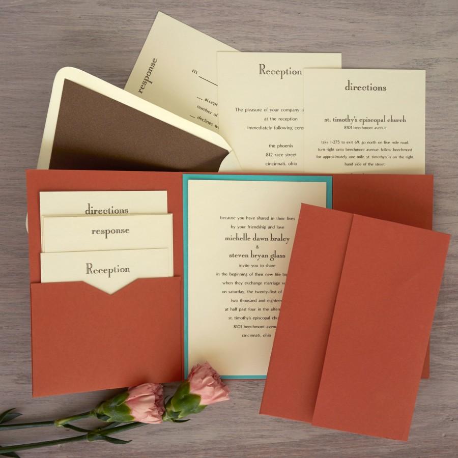 Mariage - Folio Pocket Invitation Set - Thermography Wedding Invite - Classic Wedding Invite - Wedding Invite Suite - AV6097