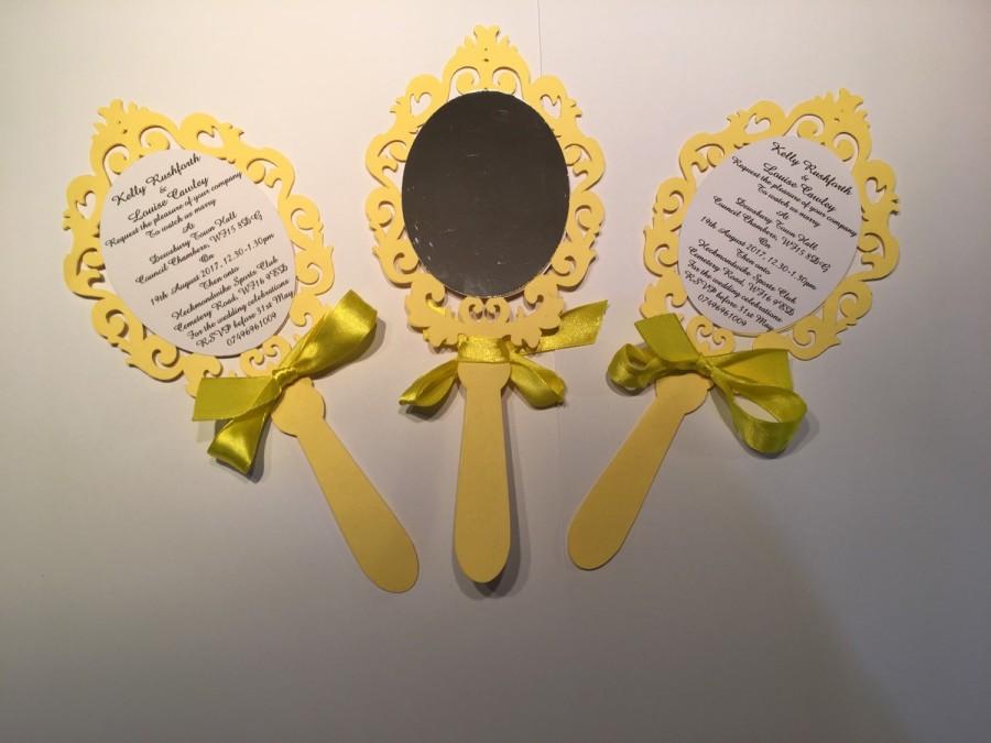 Hochzeit - Handmade fairytale / disney style mirror wedding invite/ save the date / menu