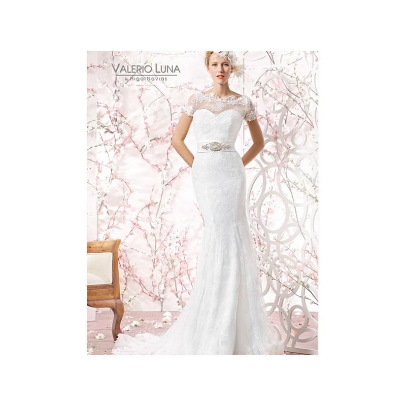 زفاف - Vestido de novia de Valerio Luna Modelo VL5739-2-(24) - 2015 Recta Con mangas Vestido - Tienda nupcial con estilo del cordón