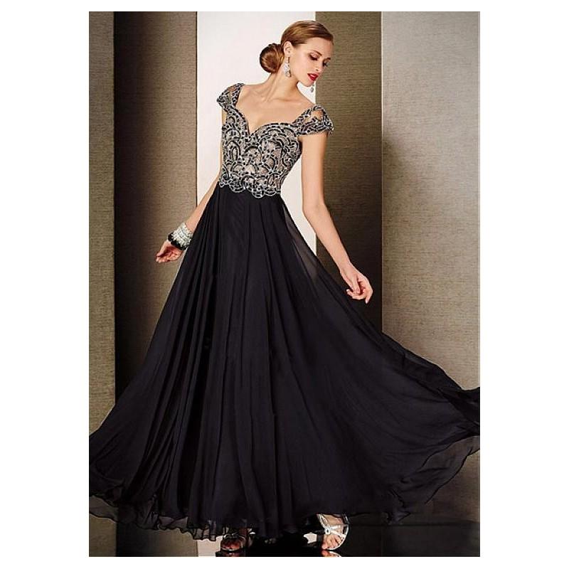 Mariage - Elegant chiffon Sweetheart Neckline A-line Evening Dresses With Beads - overpinks.com