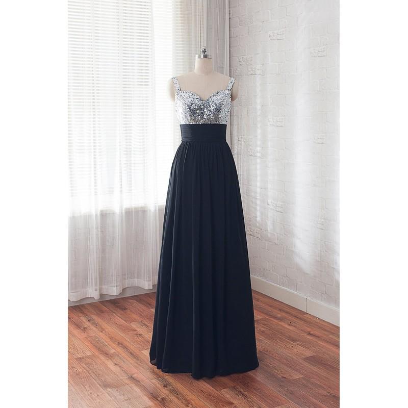 Mariage - black bridesmaid dress, Sequins prom dress, long formal dress - Hand-made Beautiful Dresses