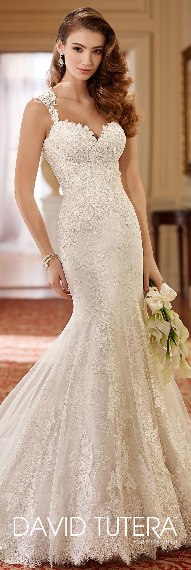 Hochzeit - Queen Anne Neckline Fit & Flare Lace Wedding Dress- 217221 Helen