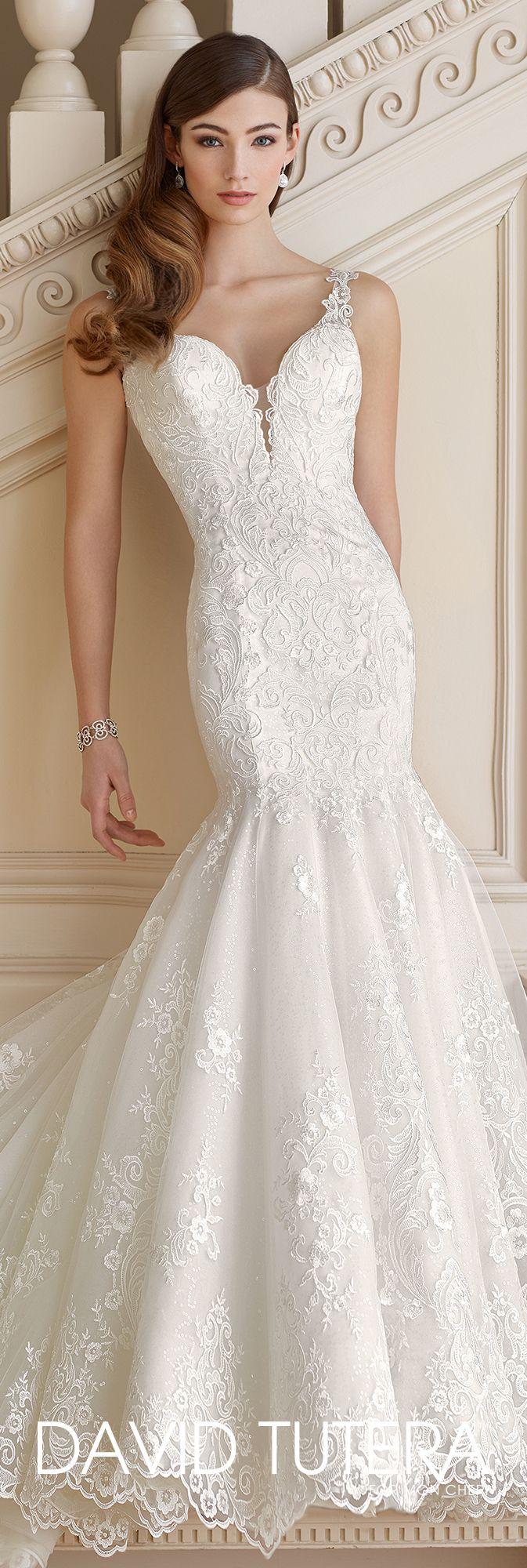 Hochzeit - Sequin Tulle And Lace Trumpet Wedding Dress- 217213 Mabel