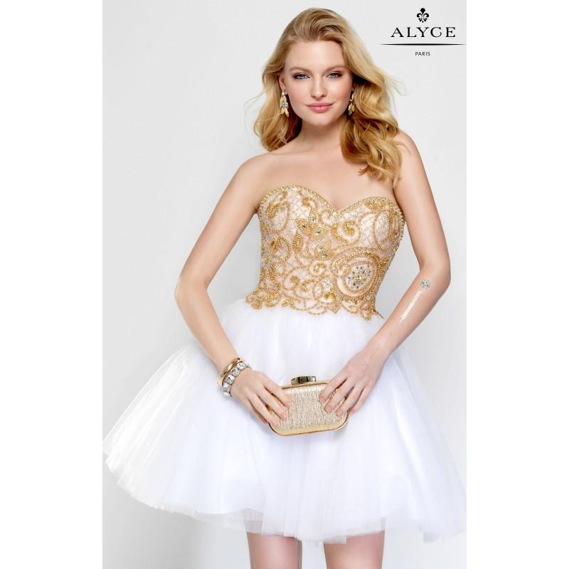 زفاف - Nude/Navy Alyce Paris 3690 - Short Dress - Customize Your Prom Dress