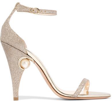 Wedding - Nicholas Kirkwood - Penelope Embellished Metallic Mesh Sandals - Gold