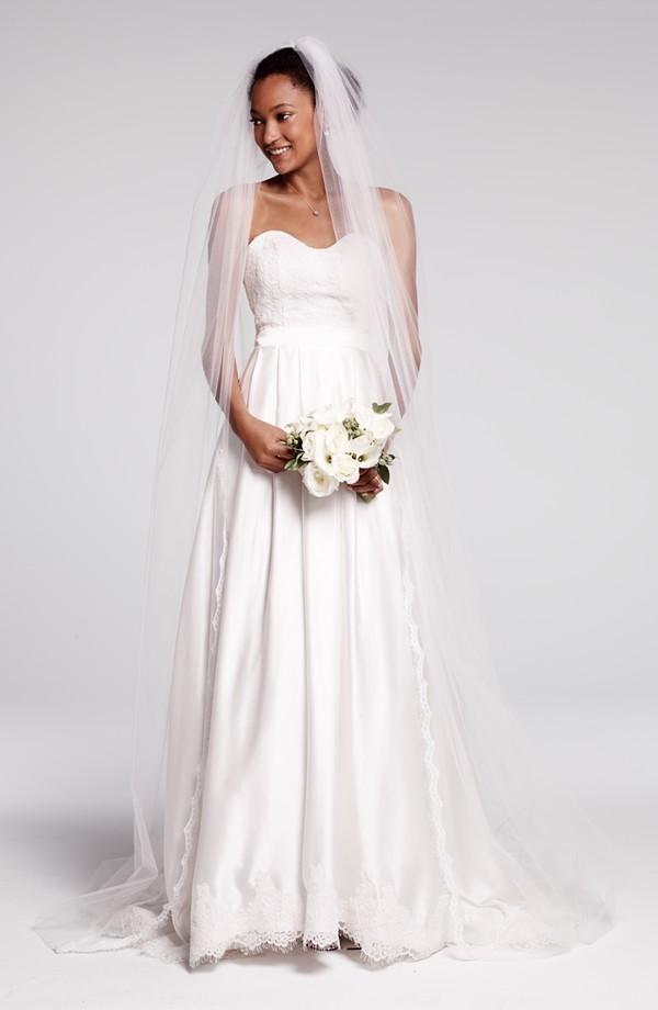 زفاف - Ebie Lace & Silk Charmeuse Dress