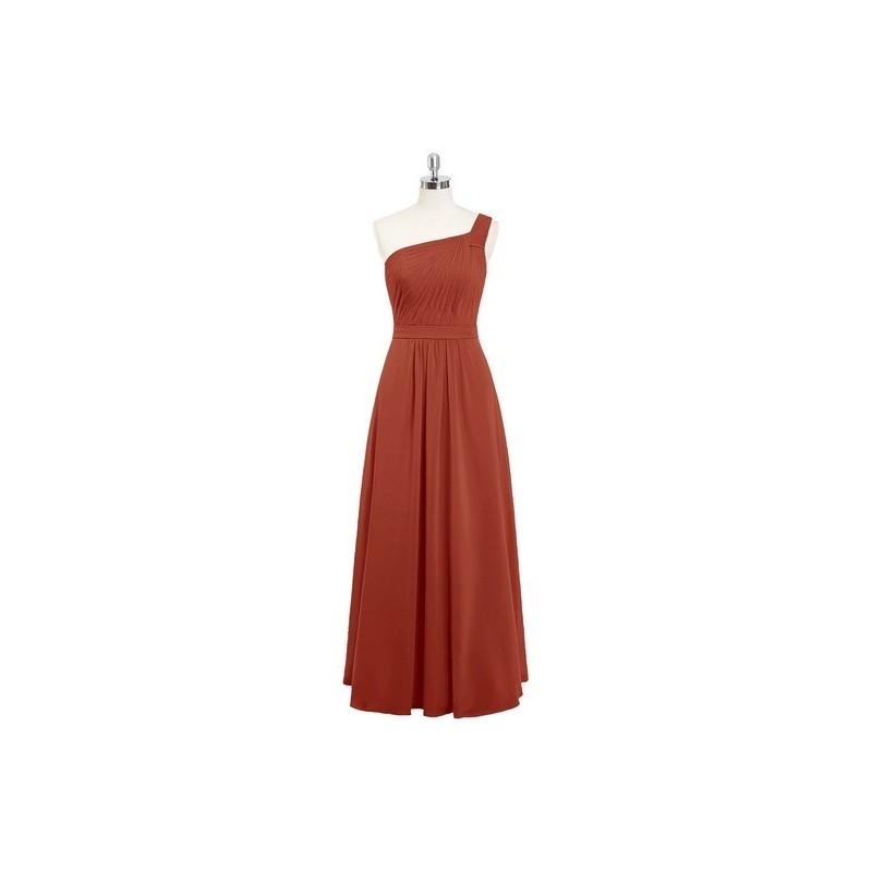 زفاف - Rust Azazie Hermoine - One Shoulder Chiffon Strap Detail Floor Length Dress - Charming Bridesmaids Store