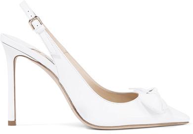 Mariage - Jimmy Choo - Blare 100 Bow-embellished Patent-leather Slingback Pumps - White