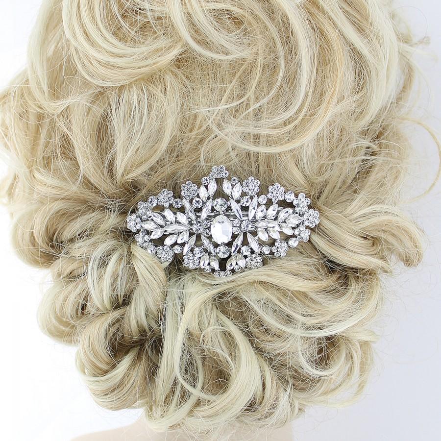 زفاف - Crystal Bridal Barrette, Large Bridal Hair Clip, Rhinestone Barrette, Wedding Hair Accessory, Wedding Hair Clip, Statement Bridal Hairpiece