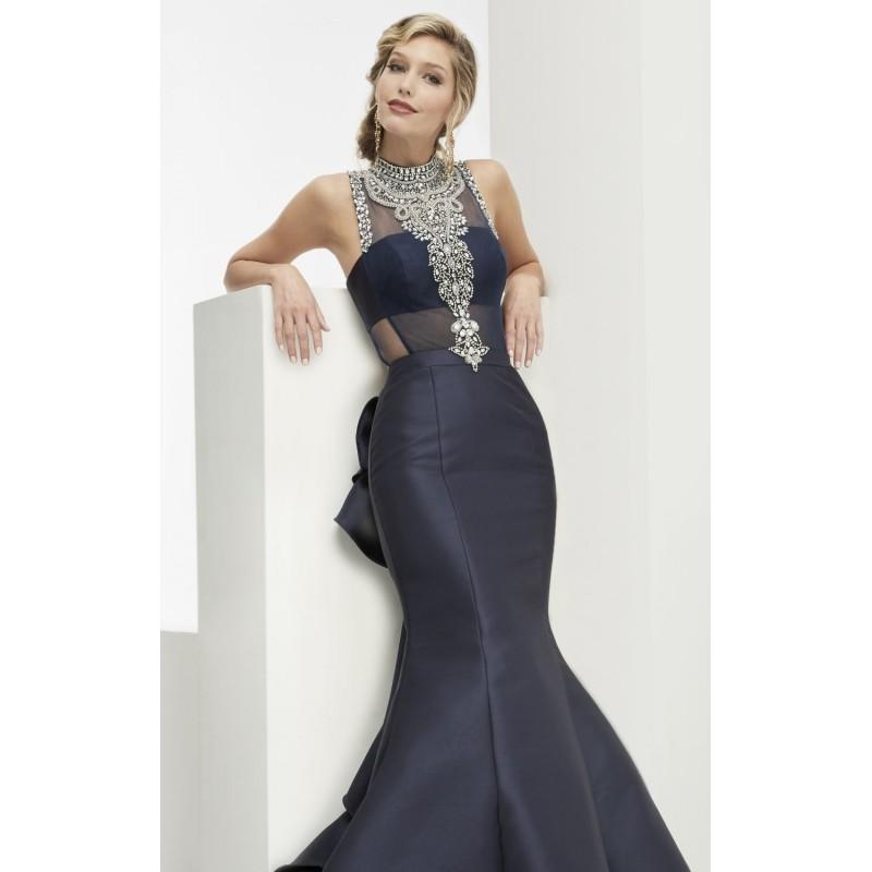 Mariage - Navy Jeweled Ruffled Mermaid Gown by Jasz Couture - Color Your Classy Wardrobe