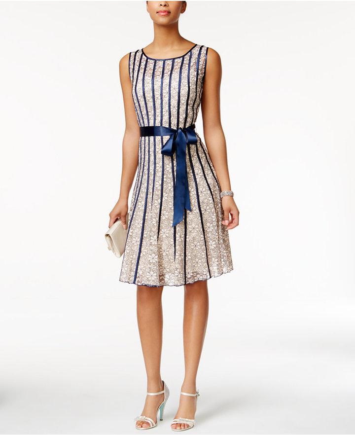 Mariage - Sl Fashions Sleeveless Belted A-Line Dress