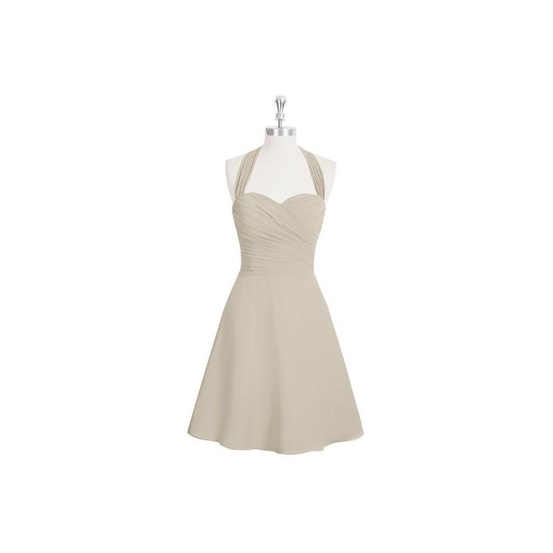 زفاف - Taupe Azazie Kinley - Bow/Tie Back Chiffon Knee Length Halter Dress - Cheap Gorgeous Bridesmaids Store