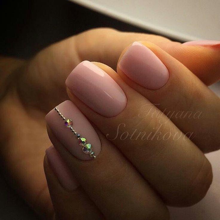 Wedding - Nude Nails With Jewels
