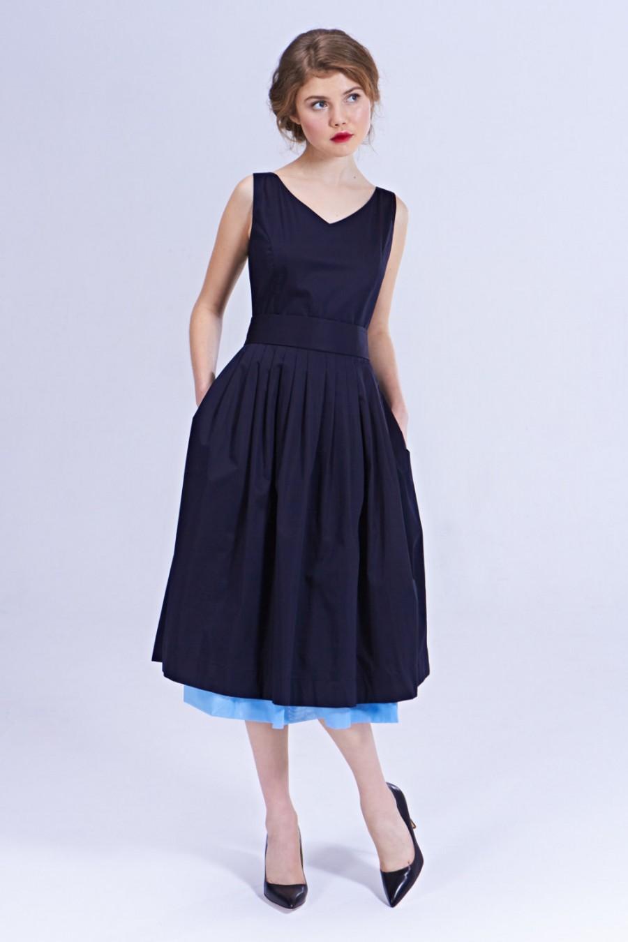 navy tea length dress