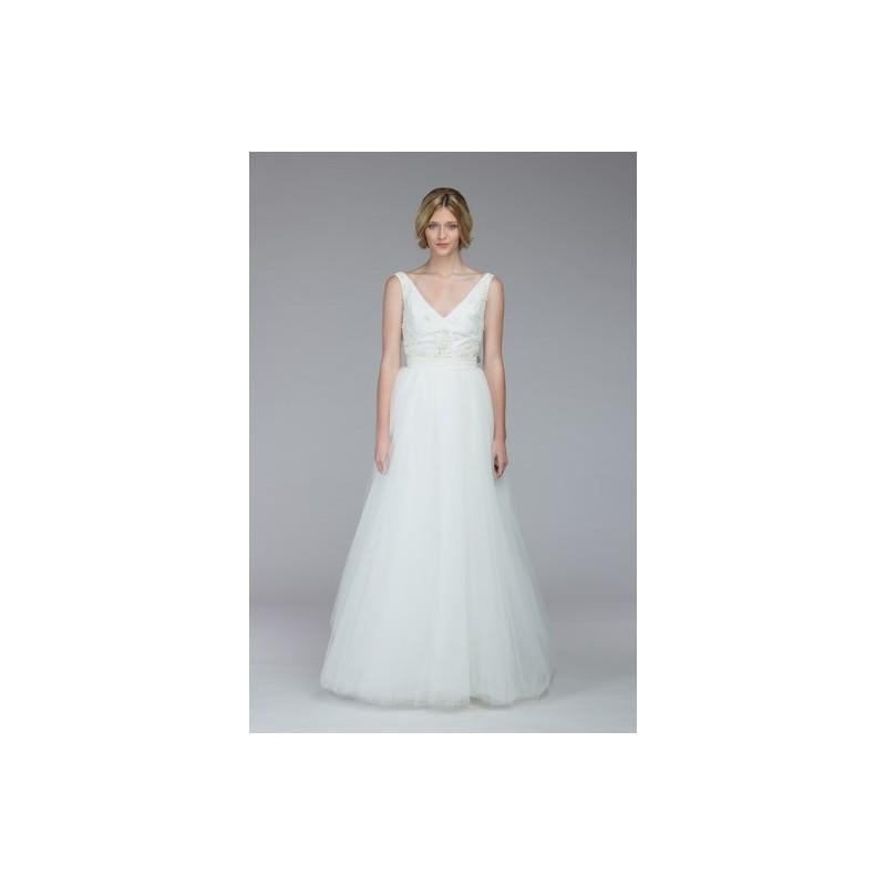 Hochzeit - Kate McDonald Calhoun Wedding Dress Fall 2015 - Kate McDonald Full Length V-Neck Fall 2015 A-Line White - Rolierosie One Wedding Store