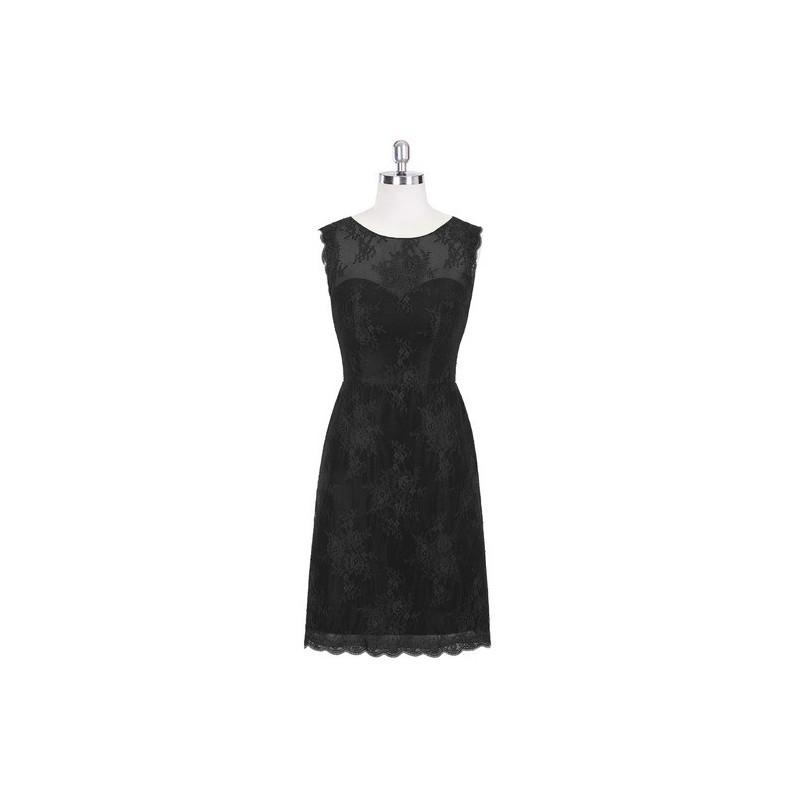 زفاف - Black Azazie Zaria - Knee Length Scoop Lace Illusion Dress - Cheap Gorgeous Bridesmaids Store