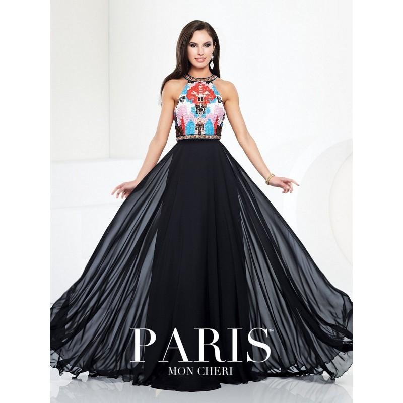 Hochzeit - Mon Cheri Paris 116717 Dress Halter Neck Sequined Bodice Chiffon Skirt - Halter Ball Gown Prom Mon Cheri Paris Long Dress - 2017 New Wedding Dresses