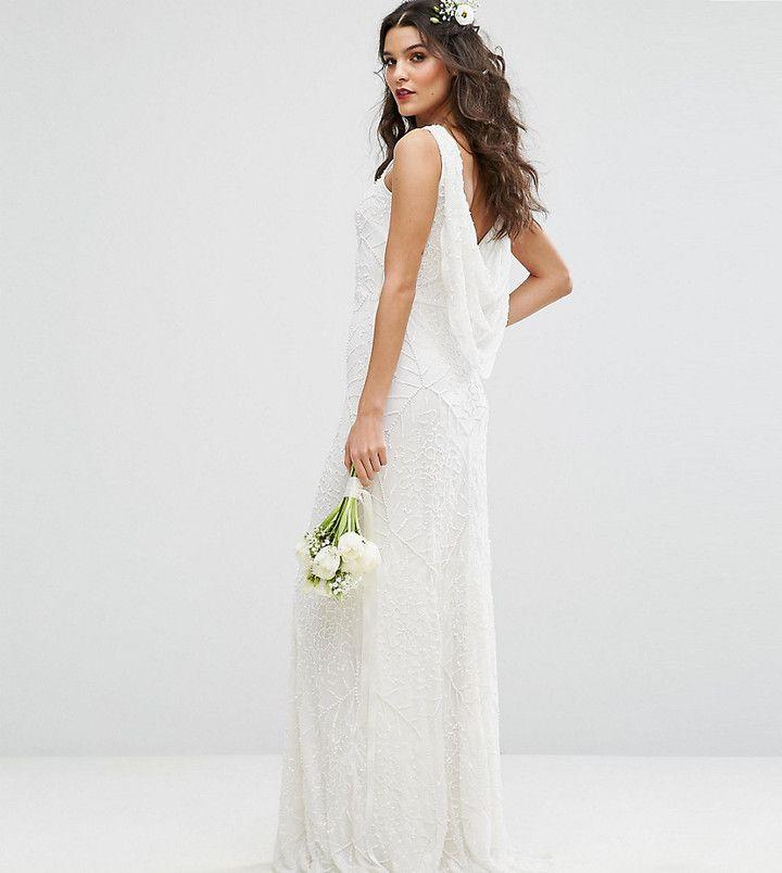 Mariage - Amelia Rose Bridal Cowl Back Maxi Dress In All Over Embellishment