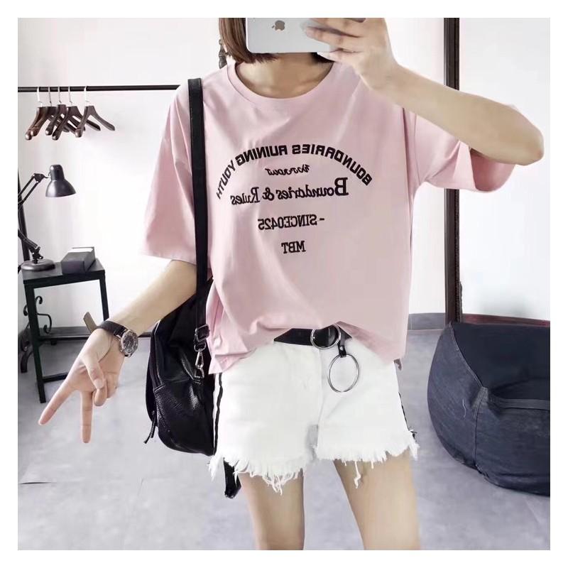 Wedding - Must-have Embroidery Slimming Short Sleeves Cotton Alphabet Summer T-shirt Top - beenono.com