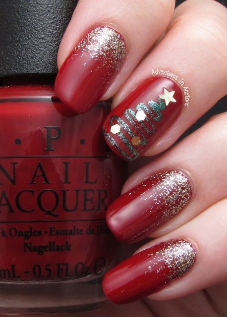 Mariage - Red Christmas Nails