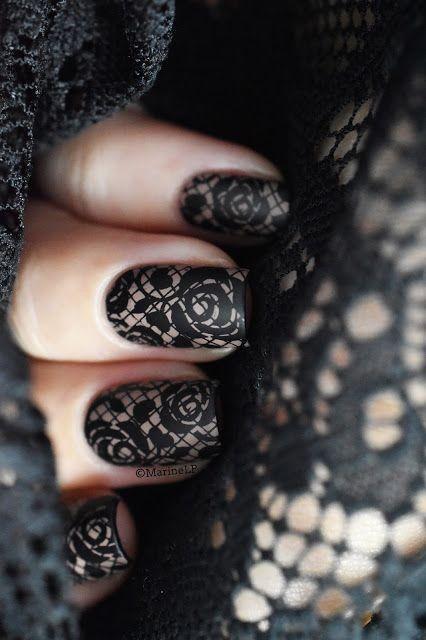 Wedding - Black Rose Nails